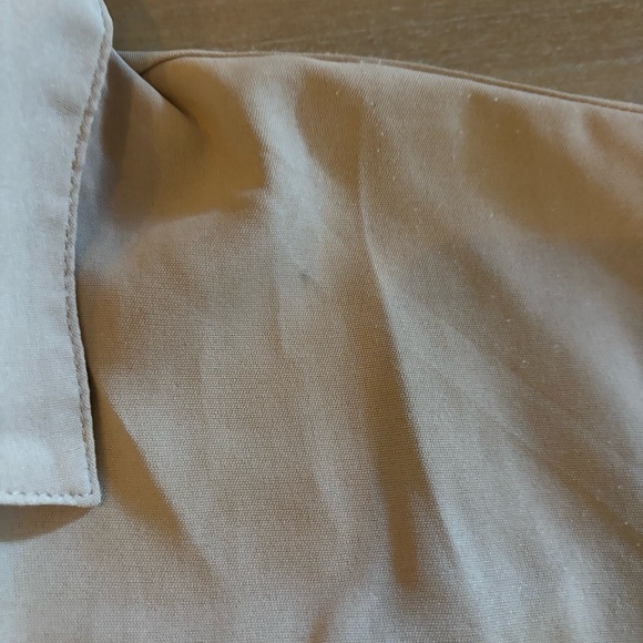 Camellia Tan Semi-Sheer Cropped Military-style Short Sleeve Button Down, Med - Picture 9 of 9